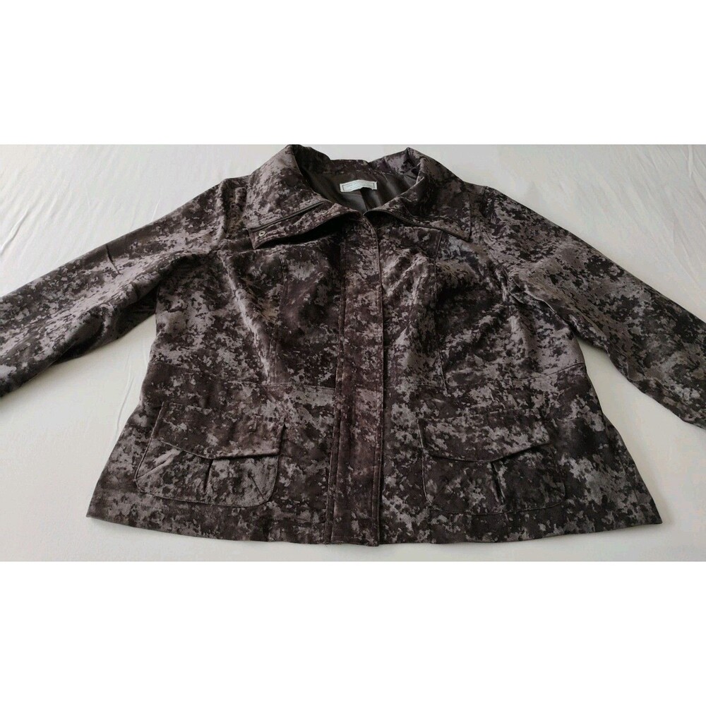 SIMONTON SAYS Crushed Velvet Jacket Women's Gray Casual 2X Boho Southwestern EUC